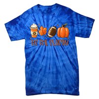 Tis The Season Pumpkin Leaf Latte Fall Thanksgiving Football Tie-Dye T-Shirt