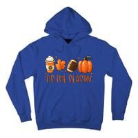 Tis The Season Pumpkin Leaf Latte Fall Thanksgiving Football Tall Hoodie