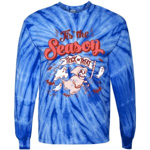 Tis' The Season Skeleton Ghost Retro Halloween Costume Party Cool Gift Tie-Dye Long Sleeve Shirt