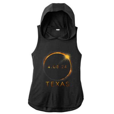 Texas Total Solar Eclipse April 8 2024 Texas Solar Eclipse Ladies PosiCharge Tri-Blend Wicking Draft Hoodie Tank