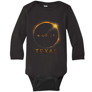 Texas Total Solar Eclipse April 8 2024 Texas Solar Eclipse Baby Long Sleeve Bodysuit