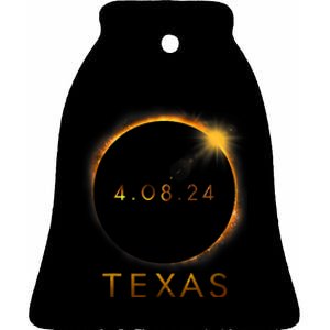 Texas Total Solar Eclipse April 8 2024 Texas Solar Eclipse Ceramic Bell Ornament