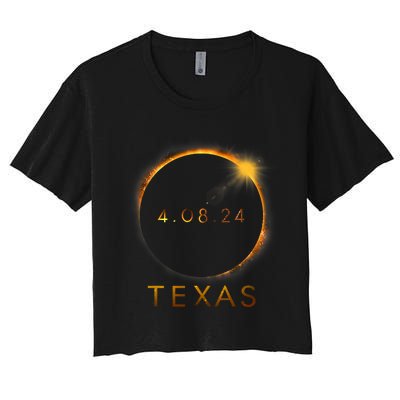 Texas Total Solar Eclipse April 8 2024 Texas Solar Eclipse Women's Crop Top Tee