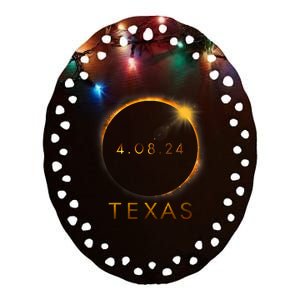 Texas Total Solar Eclipse April 8 2024 Texas Solar Eclipse Ceramic Oval Ornament