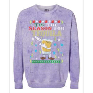 'Tis The Season For Tequila Dabbing Ugly Christmas Alcohol Meaningful Gift Colorblast Crewneck Sweatshirt