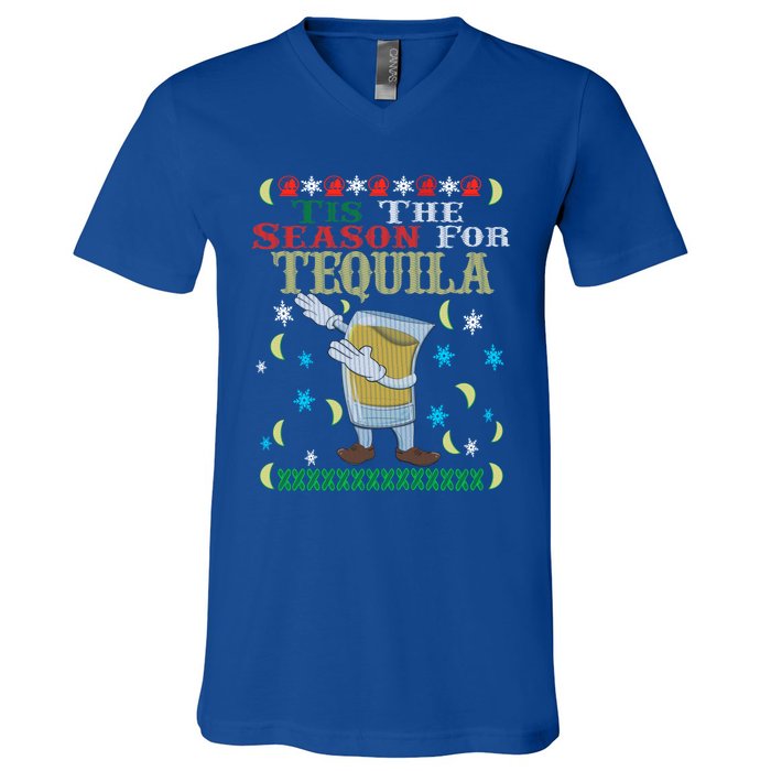 'Tis The Season For Tequila Dabbing Ugly Christmas Alcohol Meaningful Gift V-Neck T-Shirt