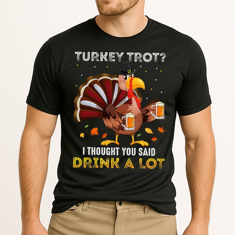Turkey Trot Squad Running Drinking Thanksgiving Performance Shirt