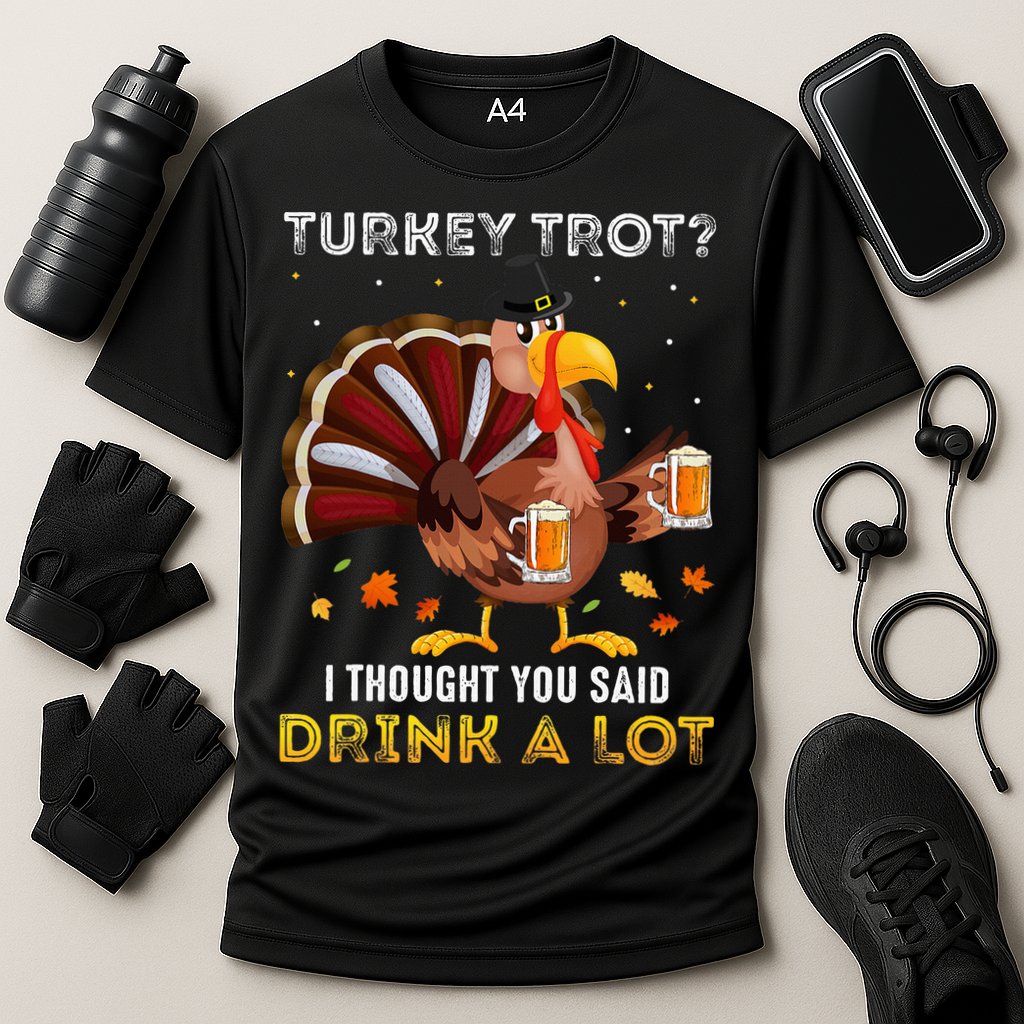 Turkey Trot Squad Running Drinking Thanksgiving Performance Shirt