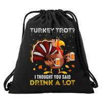 Turkey Trot Squad Running Drinking Thanksgiving Drawstring Bag