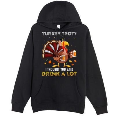 Turkey Trot Squad Running Drinking Thanksgiving Premium Pullover Hoodie
