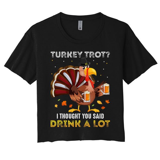 Turkey Trot Squad Running Drinking Thanksgiving Crop Top