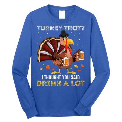 Turkey Trot Squad Running Drinking Thanksgiving Long Sleeve Shirt