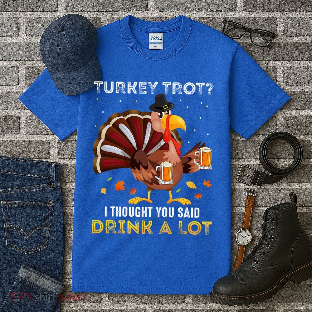 Turkey Trot Squad Running Drinking Thanksgiving Tall T-Shirt