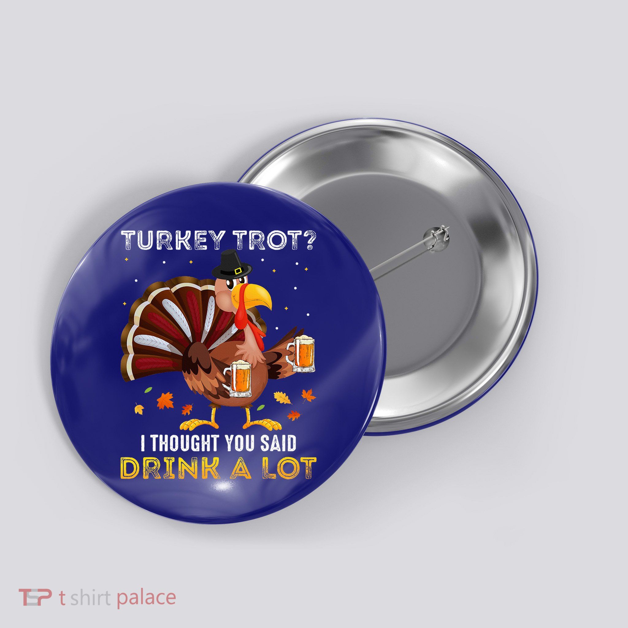 Turkey Trot Squad Running Drinking Thanksgiving Button