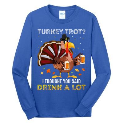Turkey Trot Squad Running Drinking Thanksgiving Tall Long Sleeve T-Shirt