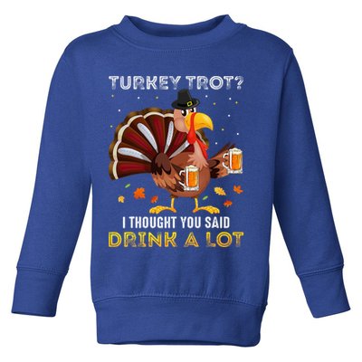 Turkey Trot Squad Running Drinking Thanksgiving Toddler Sweatshirt