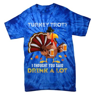 Turkey Trot Squad Running Drinking Thanksgiving Tie-Dye T-Shirt