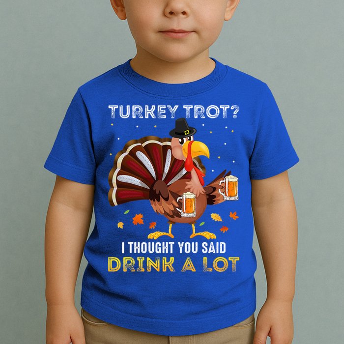 Turkey Trot Squad Running Drinking Thanksgiving Toddler T-Shirt