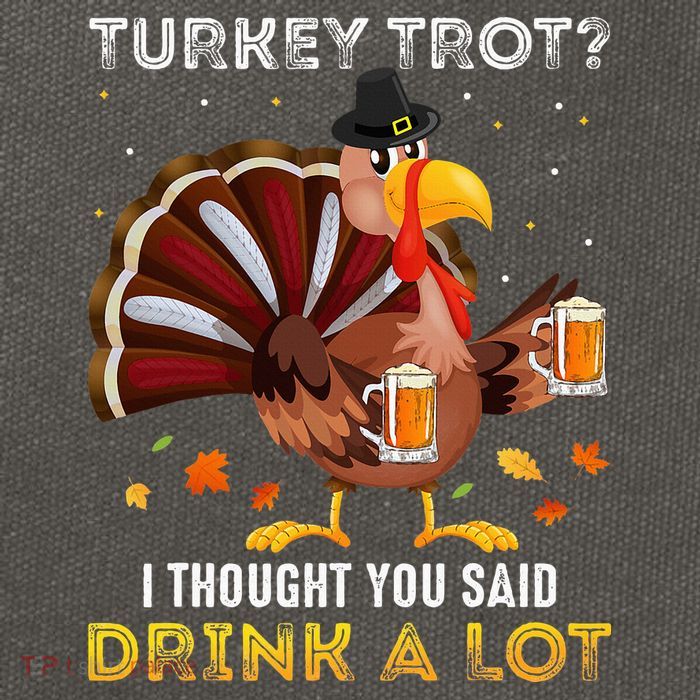 Turkey Trot Squad Running Drinking Thanksgiving Cotton Canvas Backpack