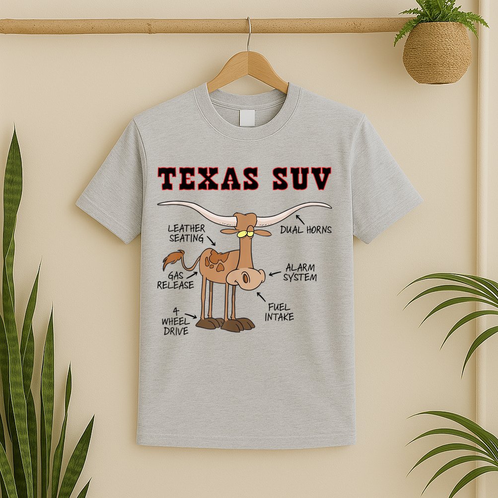 Texas TX SUV Funny Joke Longhorn Cattle Cow T-Shirt