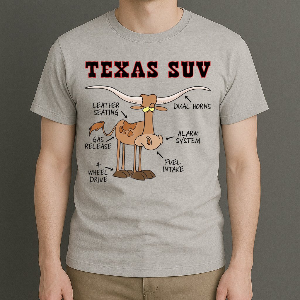 Texas TX SUV Funny Joke Longhorn Cattle Cow T-Shirt