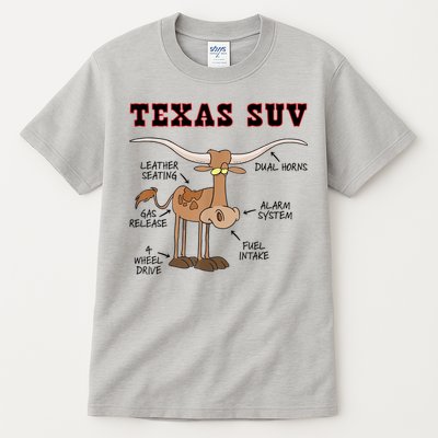 Texas TX SUV Funny Joke Longhorn Cattle Cow Tall T-Shirt