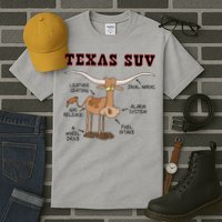 Texas TX SUV Funny Joke Longhorn Cattle Cow Tall T-Shirt
