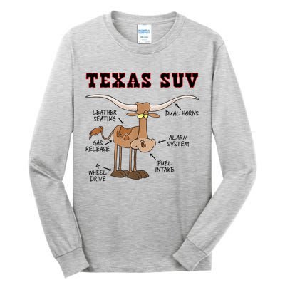 Texas TX SUV Funny Joke Longhorn Cattle Cow Tall Long Sleeve T-Shirt