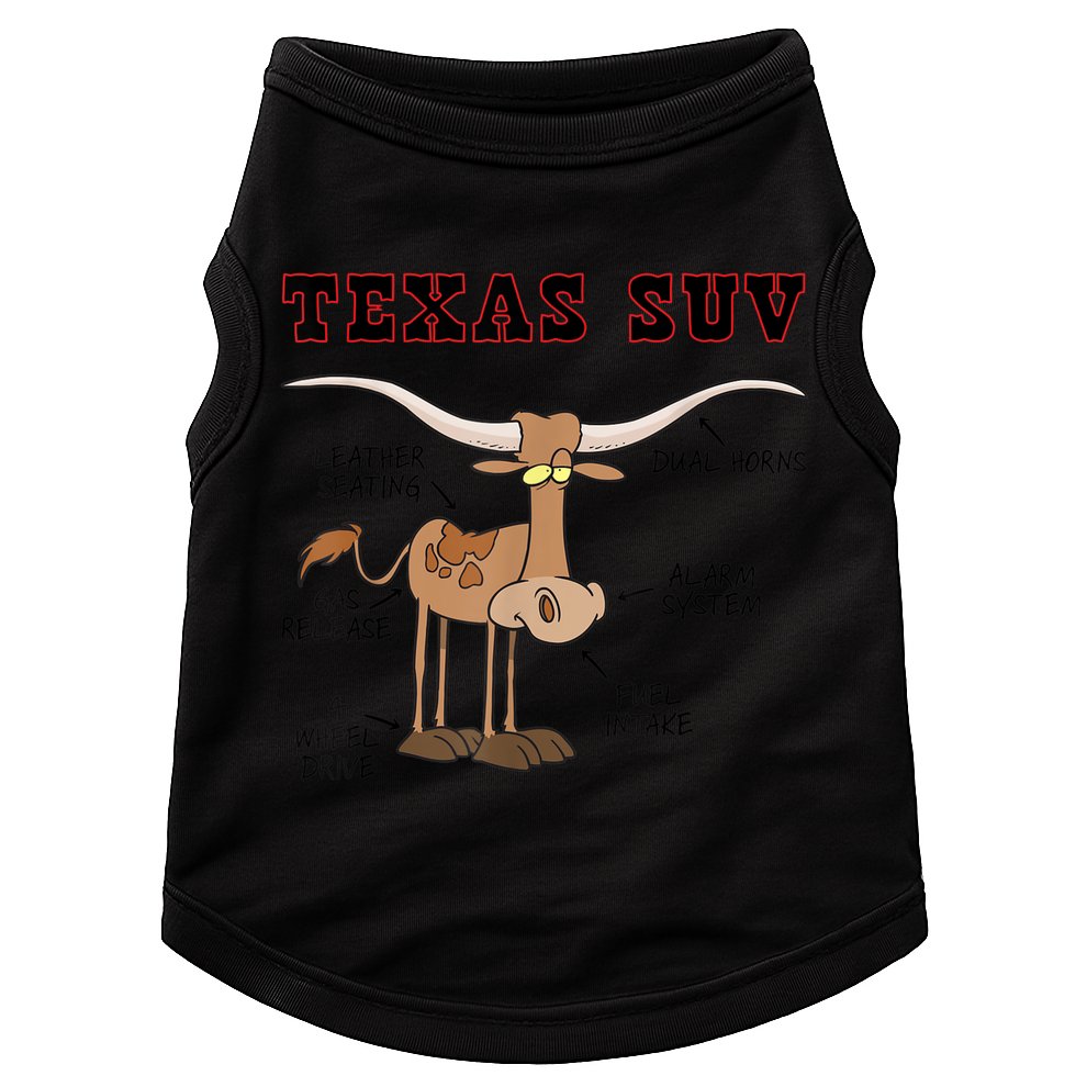 Texas TX SUV Funny Joke Longhorn Cattle Cow Doggie Tank