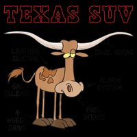 Texas TX SUV Funny Joke Longhorn Cattle Cow Cooling Performance Crew T-Shirt