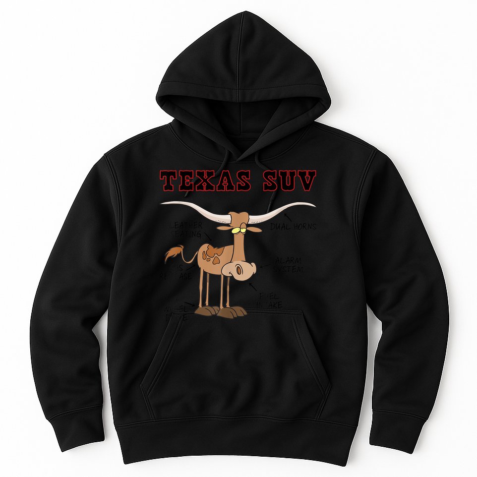 Texas TX SUV Funny Joke Longhorn Cattle Cow Hoodie