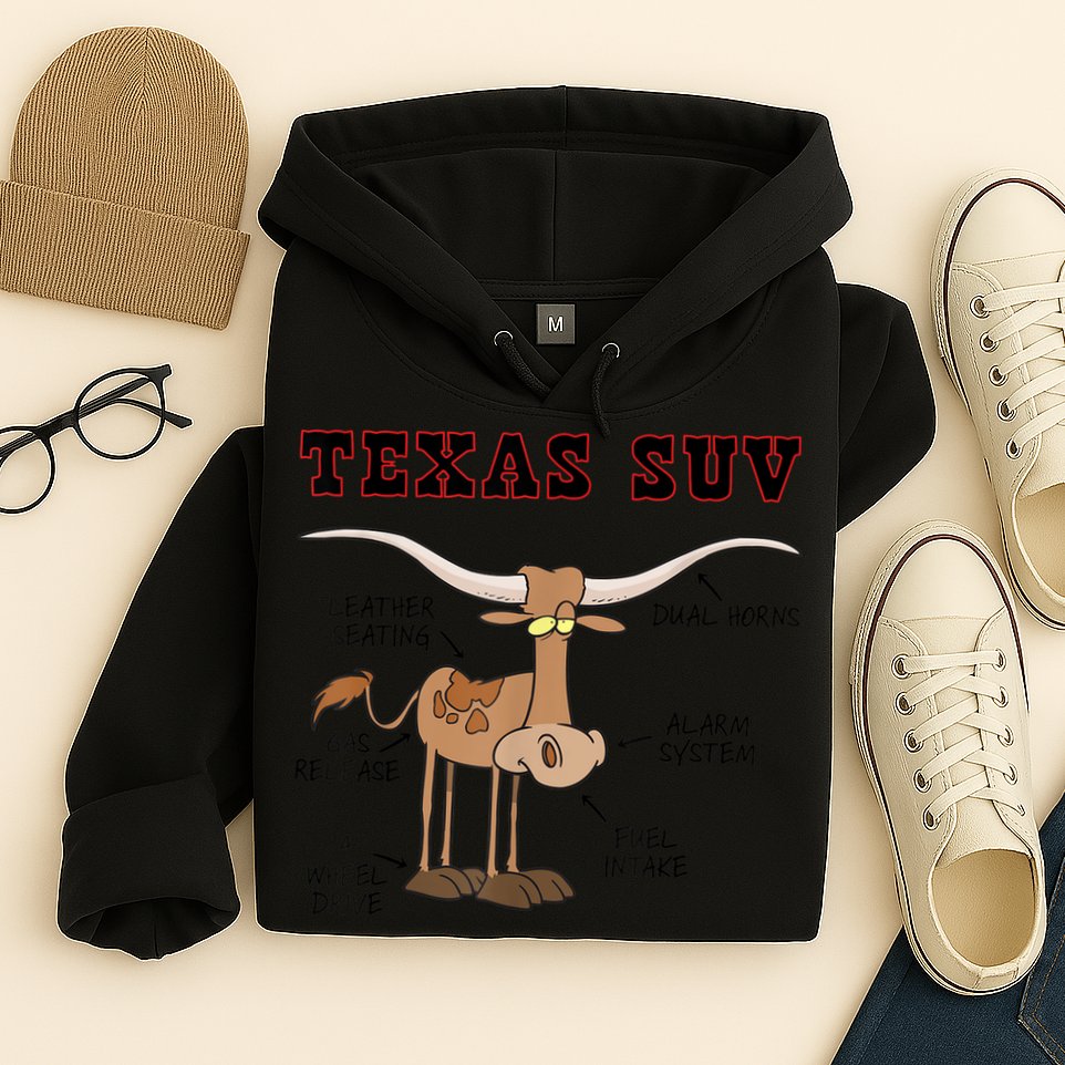 Texas TX SUV Funny Joke Longhorn Cattle Cow Hoodie