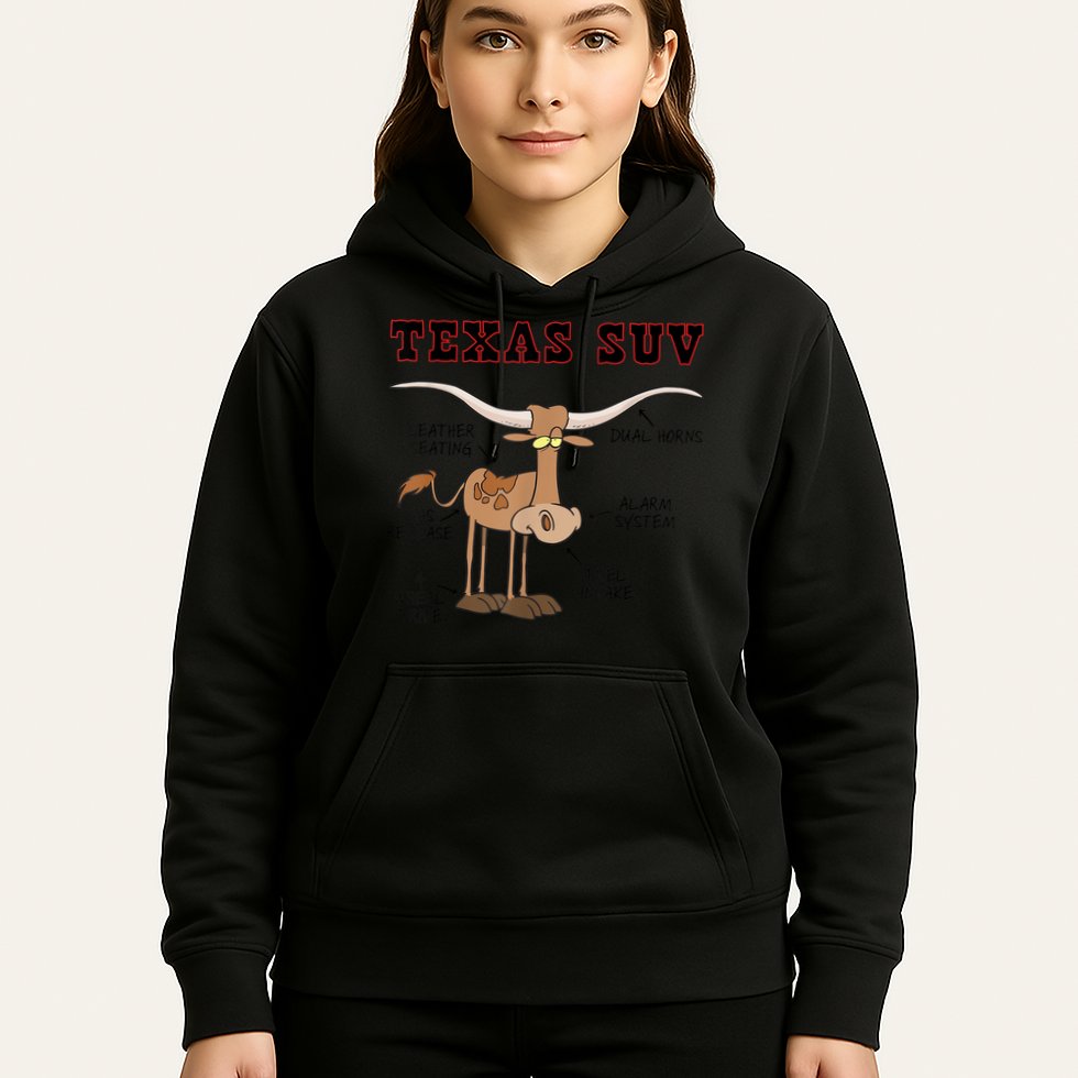 Texas TX SUV Funny Joke Longhorn Cattle Cow Hoodie
