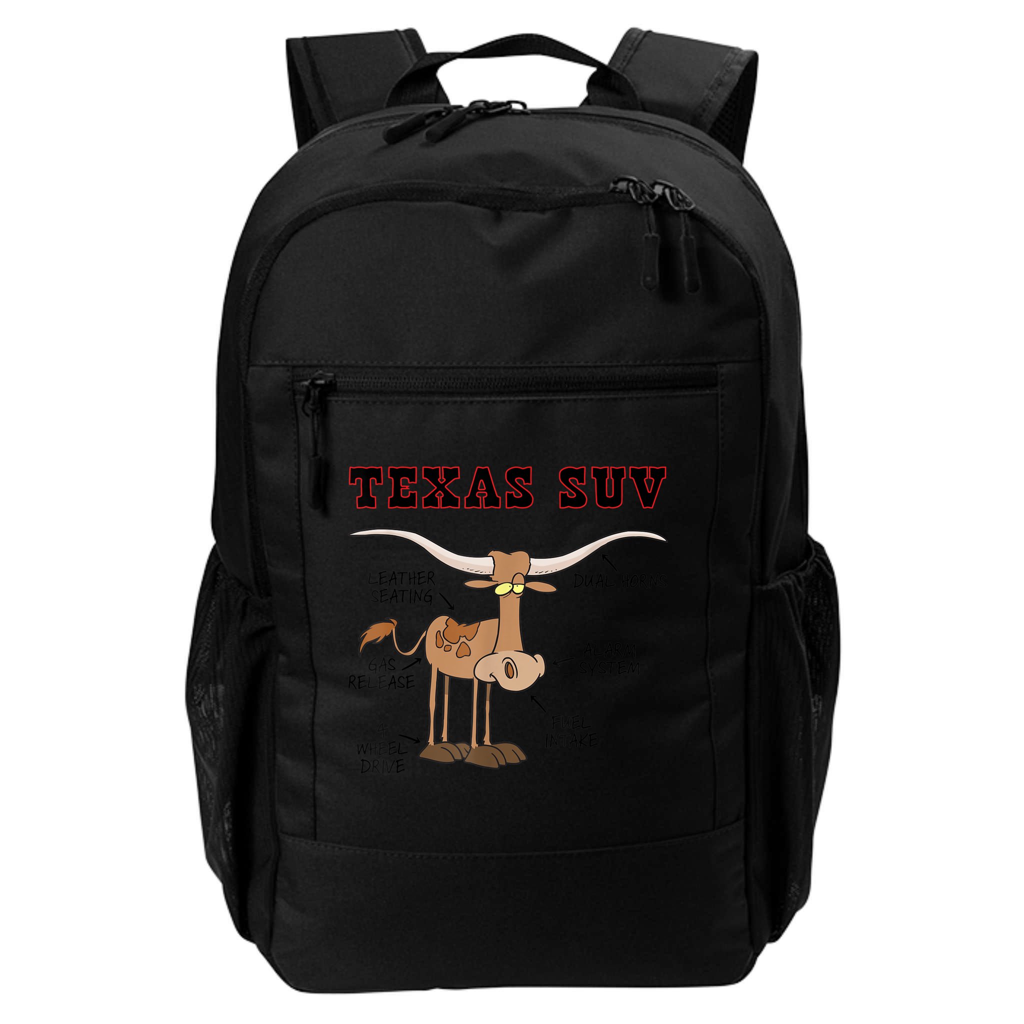 Texas TX SUV Funny Joke Longhorn Cattle Cow Backpack