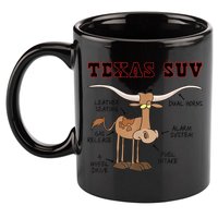 Texas TX SUV Funny Joke Longhorn Cattle Cow 11oz C Handle Ceramic Mug