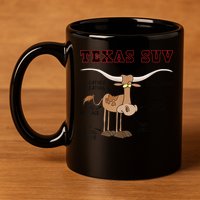 Texas TX SUV Funny Joke Longhorn Cattle Cow 11oz C Handle Ceramic Mug