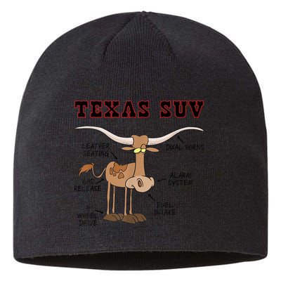 Texas TX SUV Funny Joke Longhorn Cattle Cow Sustainable Beanie