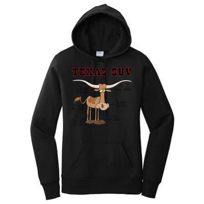 Texas TX SUV Funny Joke Longhorn Cattle Cow Women's Pullover Hoodie