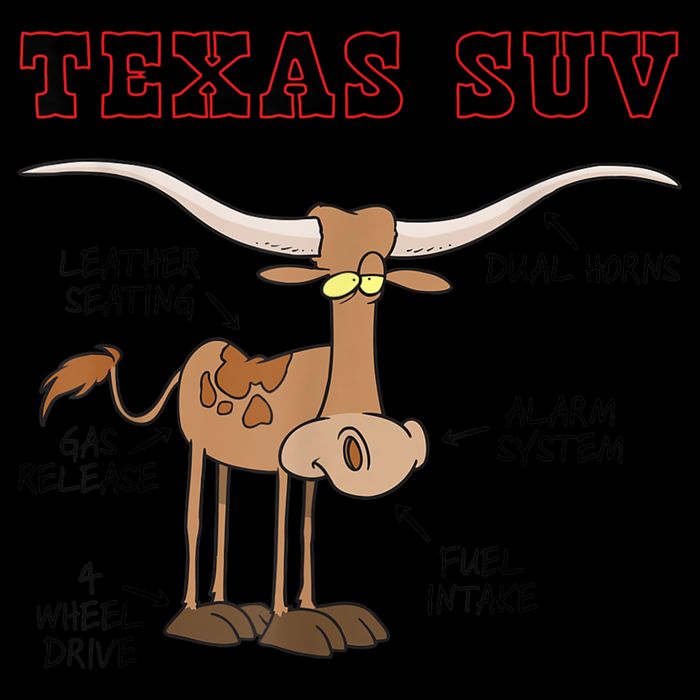 Texas TX SUV Funny Joke Longhorn Cattle Cow Poster