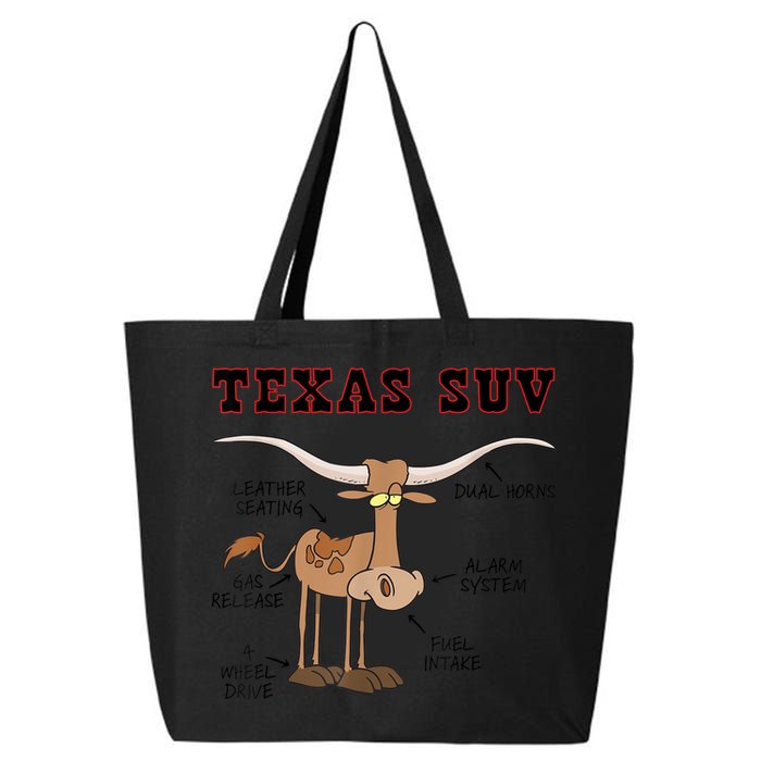 Texas TX SUV Funny Joke Longhorn Cattle Cow 25L Jumbo Tote