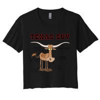 Texas TX SUV Funny Joke Longhorn Cattle Cow Women's Crop Top Tee