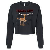 Texas TX SUV Funny Joke Longhorn Cattle Cow Cropped Pullover Crew