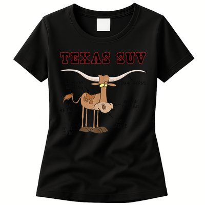 Texas TX SUV Funny Joke Longhorn Cattle Cow Womens T-Shirt