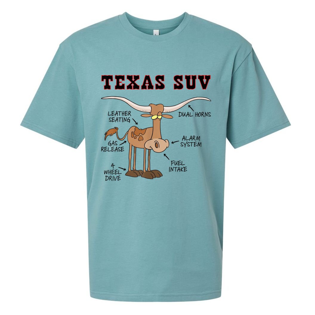 Texas TX SUV Funny Joke Longhorn Cattle Cow Sueded Cloud Jersey T-Shirt