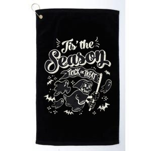 Tis' The Season Skeleton Ghost Retro Halloween Costume Party Cool Gift Platinum Collection Golf Towel