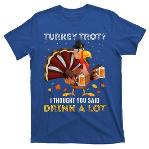 Turkey Trot Squad Running Drinking Matching Thanksgiving T-Shirt