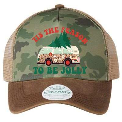 Tis The Season To Be Jolly Tree Xmas Groovy Retro Christmas Legacy Tie Dye Trucker Hat