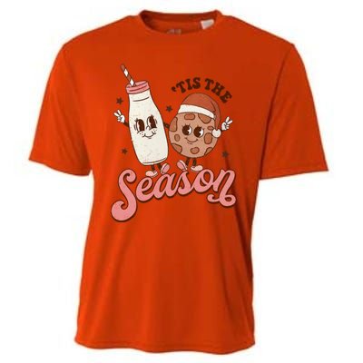 Tis The Season Cookie Milk Santa Hat Christmas Retro Xmas Meaningful Gift Cooling Performance Crew T-Shirt