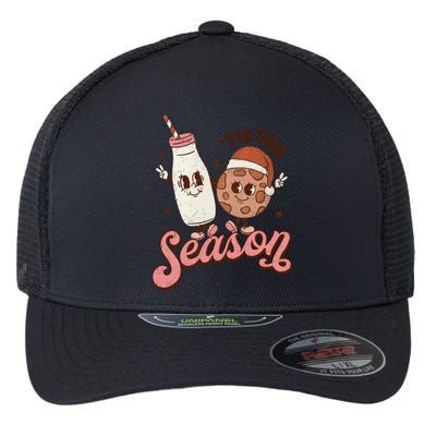 Tis The Season Cookie Milk Santa Hat Christmas Retro Xmas Meaningful Gift Flexfit Unipanel Trucker Cap