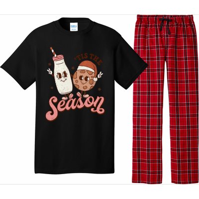 Tis The Season Cookie Milk Santa Hat Christmas Retro Xmas Meaningful Gift Pajama Set